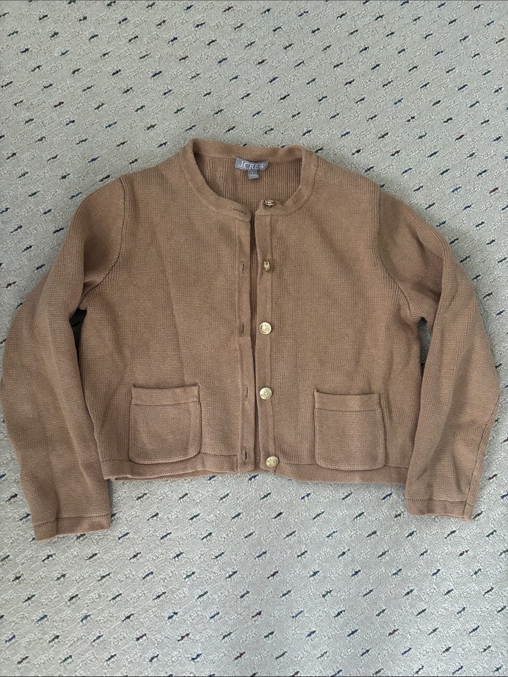 JCrew Emilie Cardigan sweater Lady Jacket tan camel medium cotton